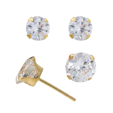 14k Yellow Gold 5mm Simulated Opal Ball Stud Earrings 
